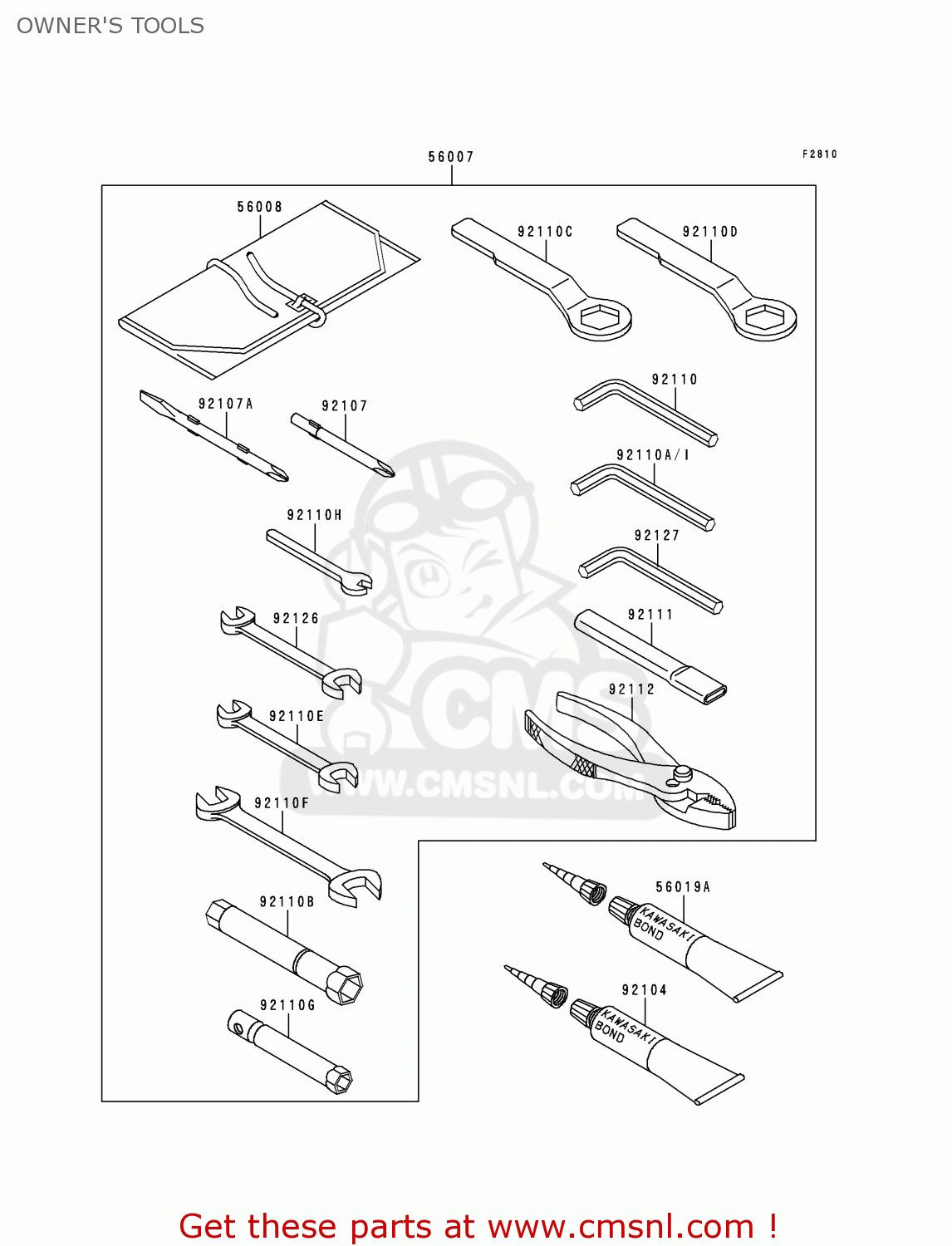 OWNER'S TOOLS ZX600F1 NINJA ZX6R 1995 USA CALIFORNIA CANADA