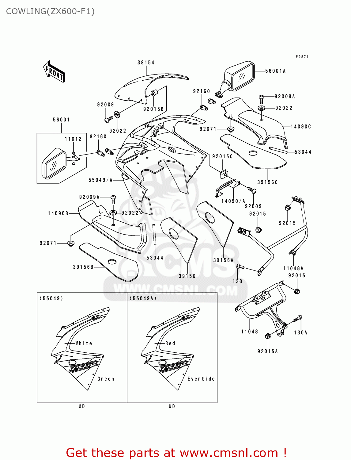 COWLING(ZX600-F1) ZX600F1 NINJA ZX6R 1995 USA CALIFORNIA CANADA