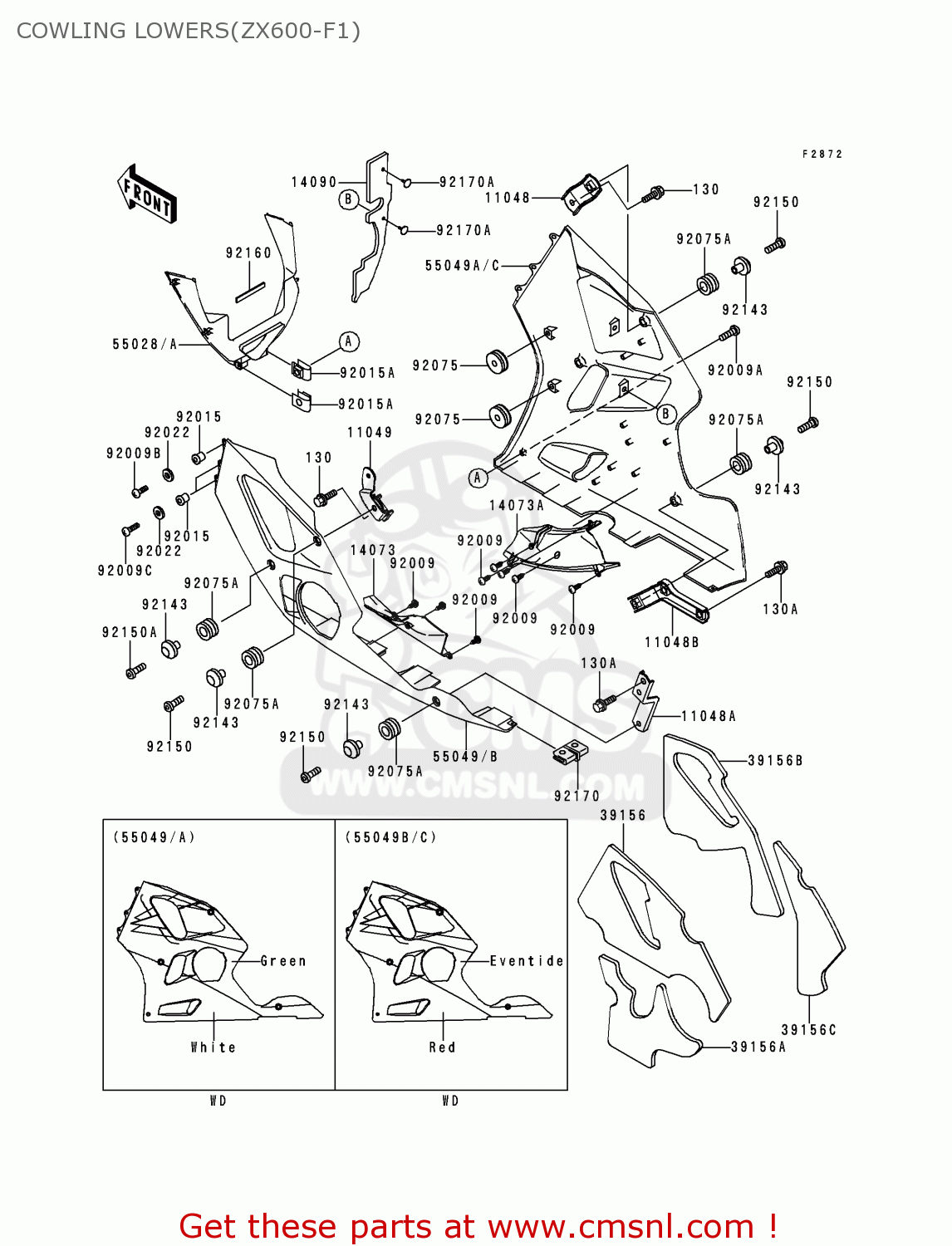 COWLING LOWERS(ZX600-F1) ZX600F1 NINJA ZX6R 1995 USA CALIFORNIA CANADA