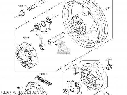 REAR WHEEL/CHAIN - ZX600F1 NINJA ZX6R 1995 USA CALIFORNIA CANADA