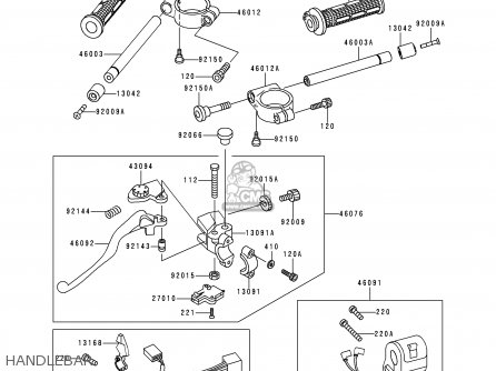 HANDLEBAR - ZX600F1 NINJA ZX6R 1995 USA CALIFORNIA CANADA