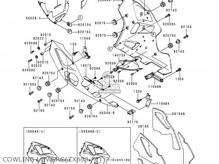 COWLING LOWERS(ZX600-F1) - ZX600F1 NINJA ZX6R 1995 USA CALIFORNIA CANADA