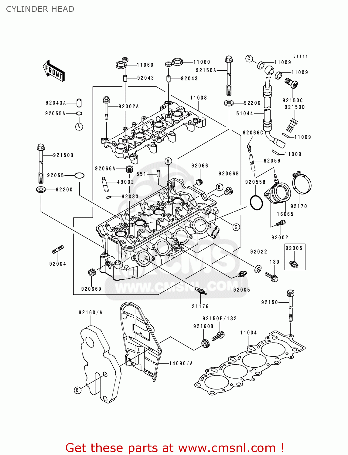 CYLINDER HEAD ZX600F2 NINJA ZX6R 1996 EUROPE UK FR NL AR FG GR IT NR SD SP ST