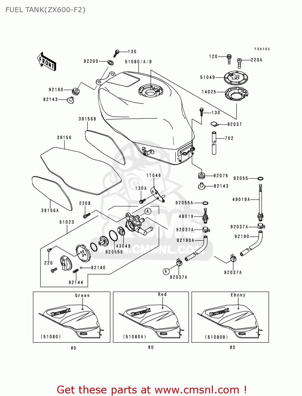 FUEL TANK(ZX600-F2) ZX600F2 NINJA ZX6R 1996 EUROPE UK FR NL AR FG GR IT NR SD SP ST