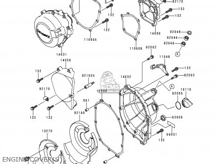 ENGINE COVER(S) - ZX600F2 NINJA ZX6R 1996 EUROPE UK FR NL AR FG GR IT NR SD SP ST