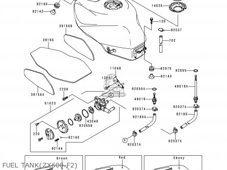 FUEL TANK(ZX600-F2) - ZX600F2 NINJA ZX6R 1996 EUROPE UK FR NL AR FG GR IT NR SD SP ST