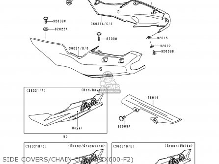 SIDE COVERS/CHAIN COVER(ZX600-F2) - ZX600F2 NINJA ZX6R 1996 EUROPE UK FR NL AR FG GR IT NR SD SP ST