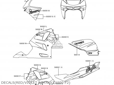 DECALS(RED/VIOLET ROYAL)(ZX600-F2) - ZX600F2 NINJA ZX6R 1996 EUROPE UK FR NL AR FG GR IT NR SD SP ST