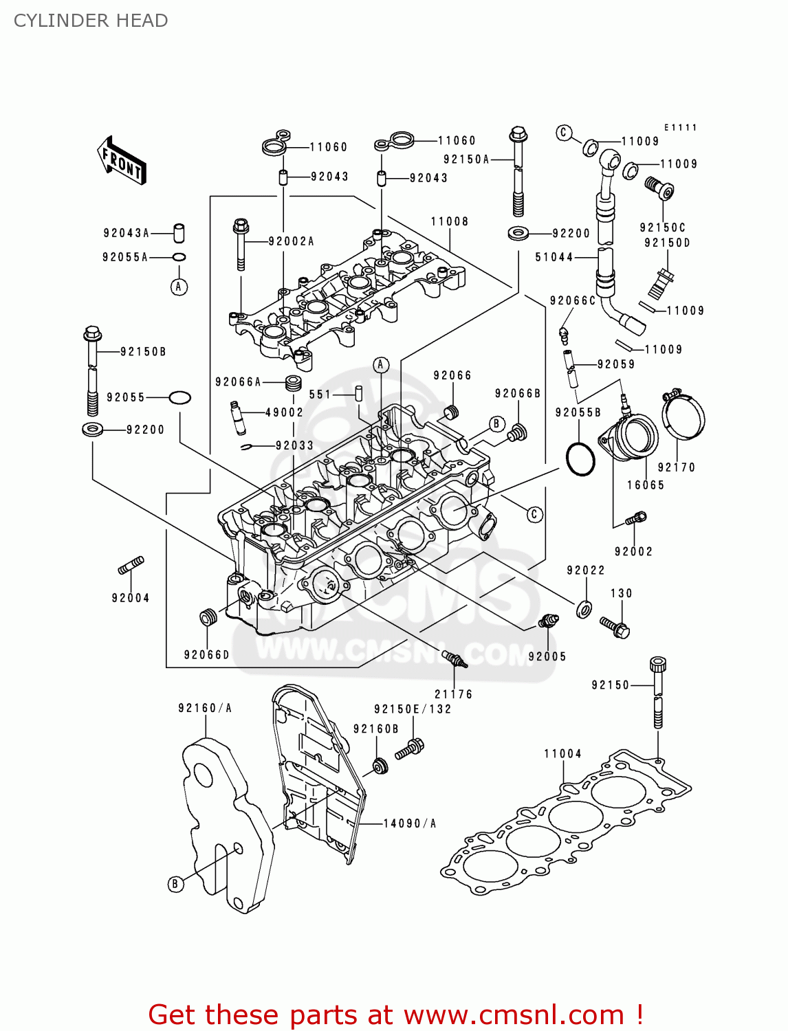 CYLINDER HEAD ZX600F2 NINJA ZX6R 1996 USA CALIFORNIA CANADA