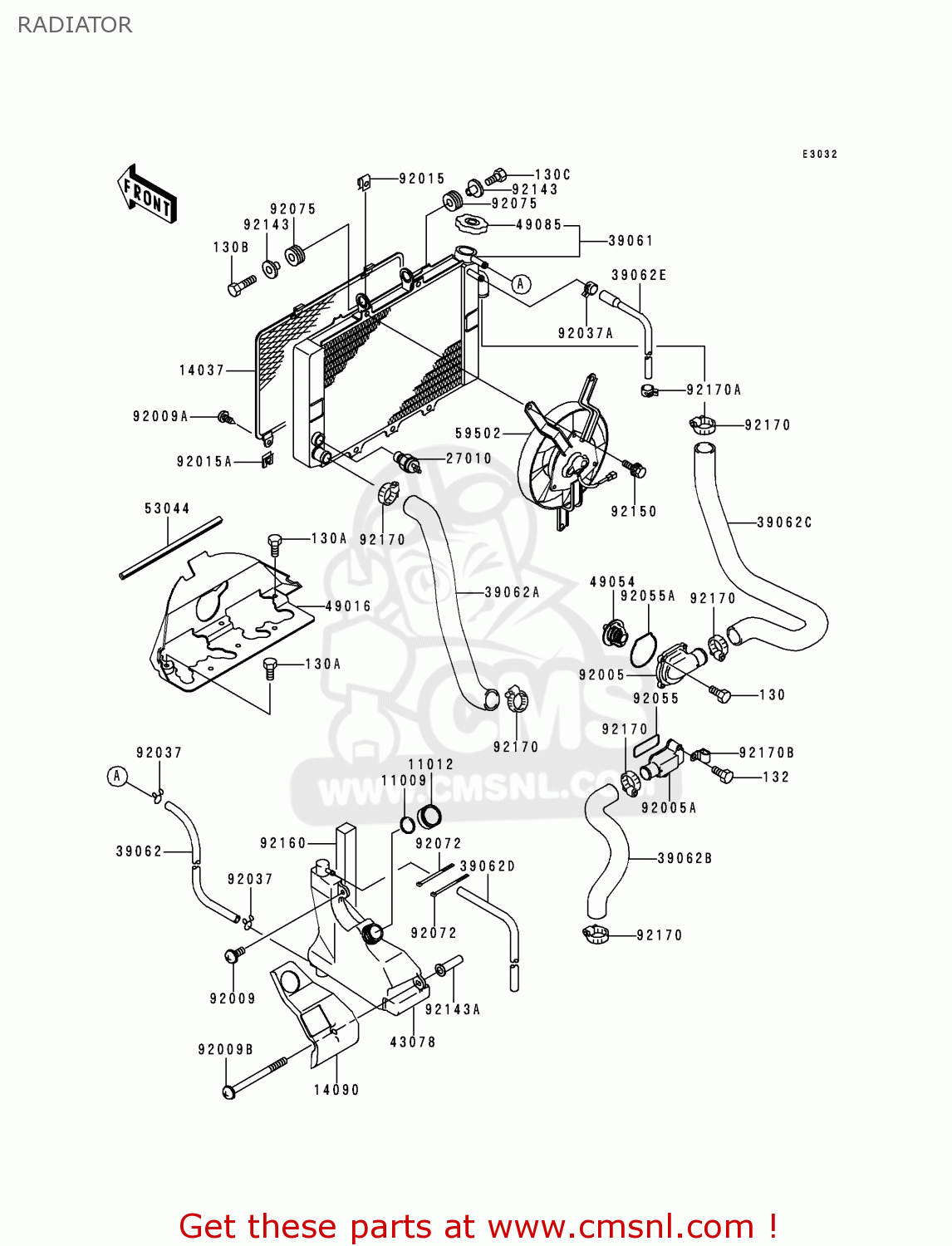 RADIATOR ZX600F2 NINJA ZX6R 1996 USA CALIFORNIA CANADA