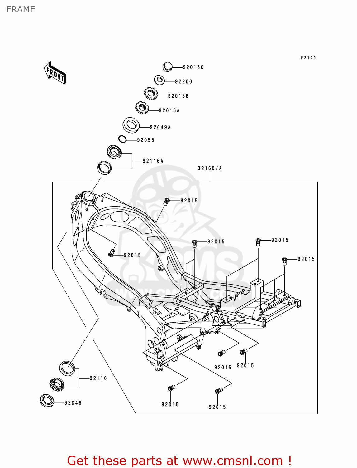 FRAME ZX600F2 NINJA ZX6R 1996 USA CALIFORNIA CANADA