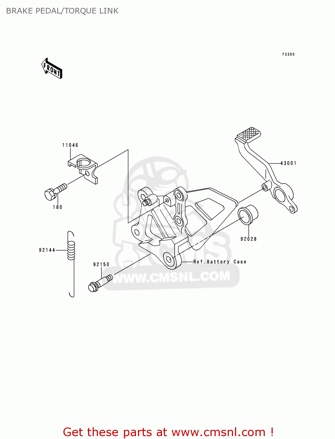 BRAKE PEDAL/TORQUE LINK ZX600F2 NINJA ZX6R 1996 USA CALIFORNIA CANADA