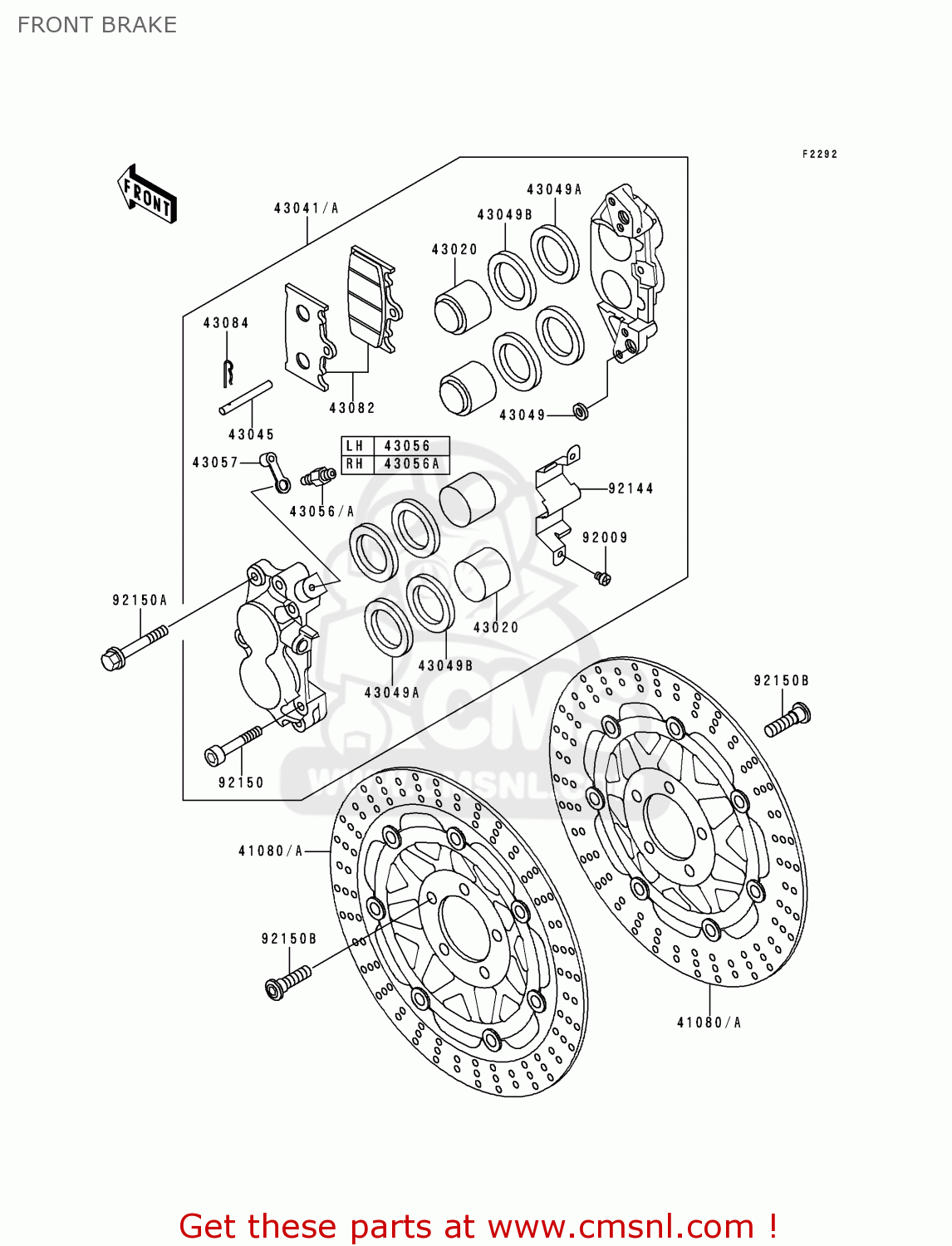 FRONT BRAKE ZX600F2 NINJA ZX6R 1996 USA CALIFORNIA CANADA