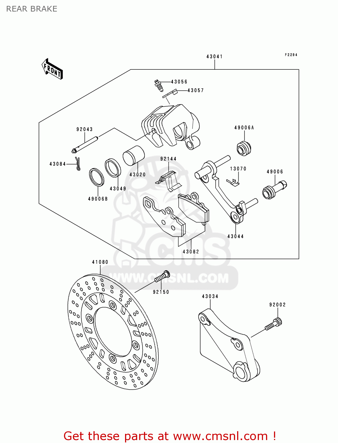 REAR BRAKE ZX600F2 NINJA ZX6R 1996 USA CALIFORNIA CANADA