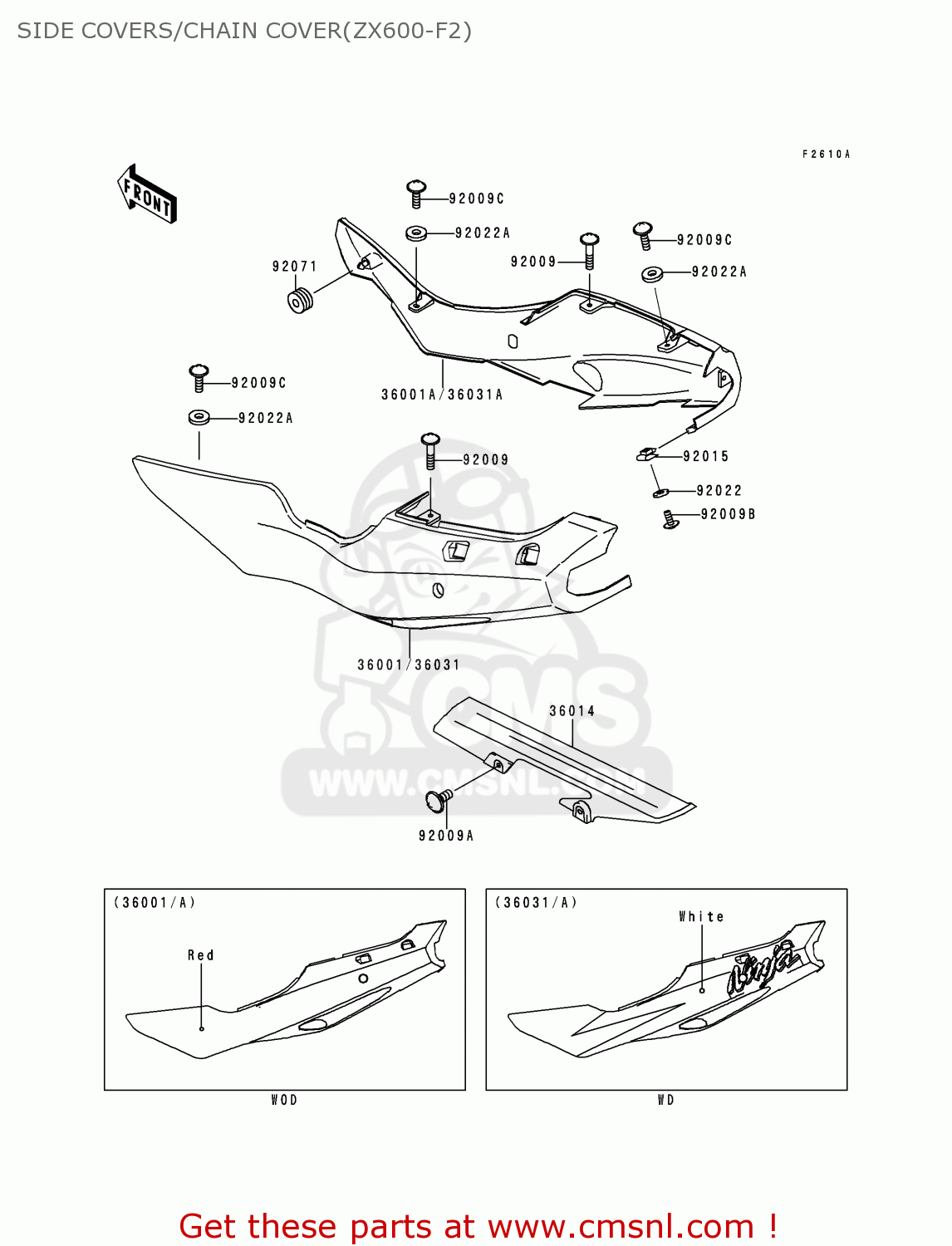 SIDE COVERS/CHAIN COVER(ZX600-F2) ZX600F2 NINJA ZX6R 1996 USA CALIFORNIA CANADA