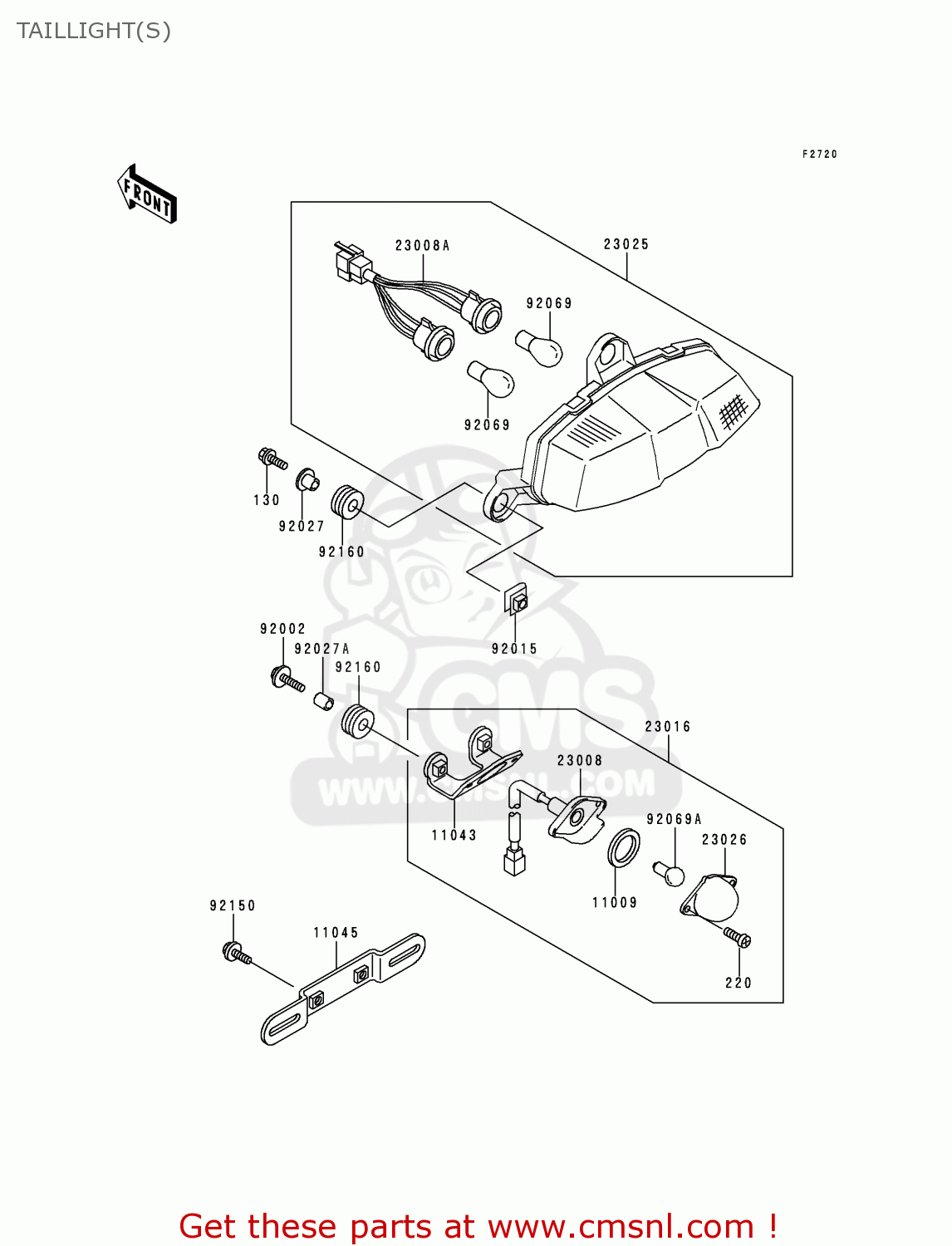 TAILLIGHT(S) ZX600F2 NINJA ZX6R 1996 USA CALIFORNIA CANADA