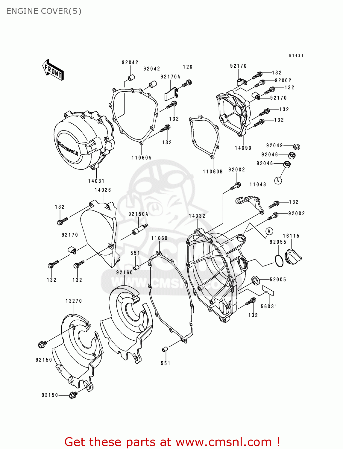ENGINE COVER(S) ZX600F3 NINJA ZX6R 1997 EUROPE UK FR NL AR FG GR IT NR SD SP ST