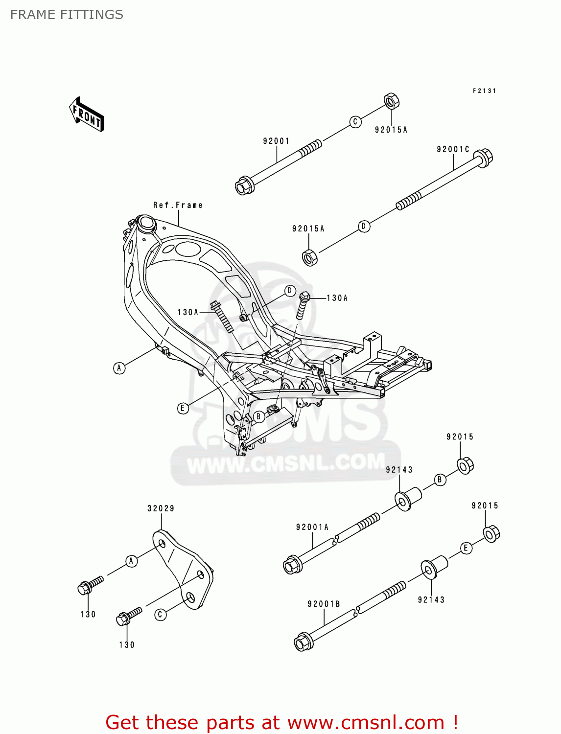 FRAME FITTINGS ZX600F3 NINJA ZX6R 1997 EUROPE UK FR NL AR FG GR IT NR SD SP ST