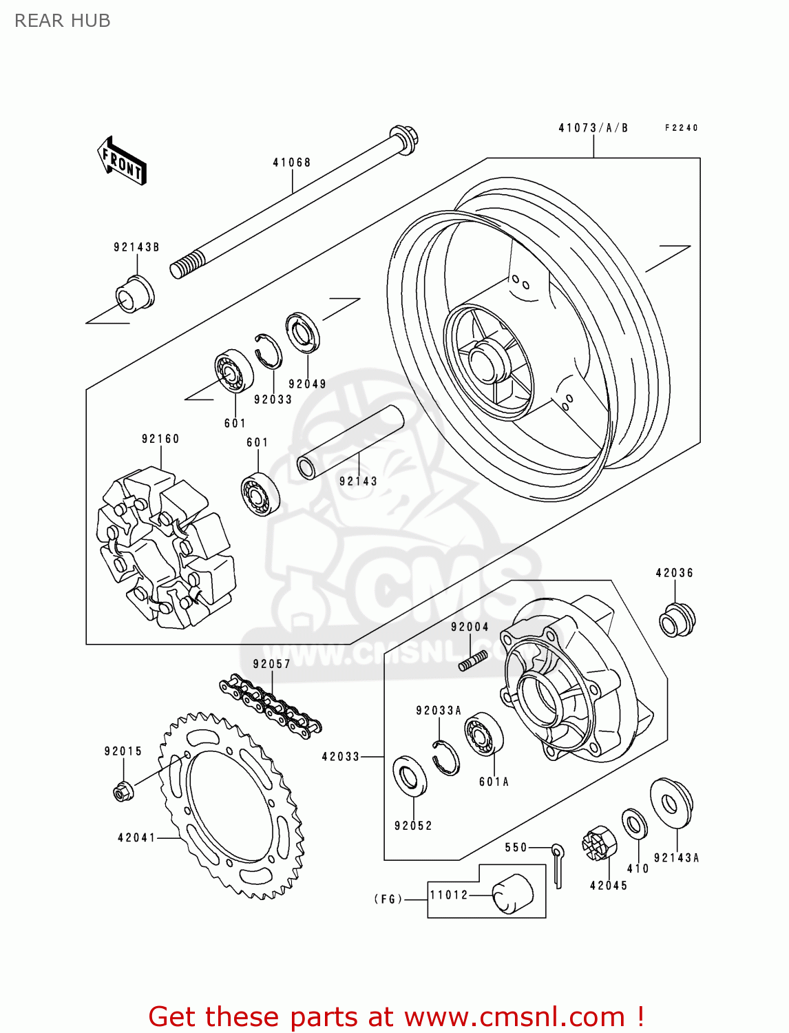 REAR HUB ZX600F3 NINJA ZX6R 1997 EUROPE UK FR NL AR FG GR IT NR SD SP ST