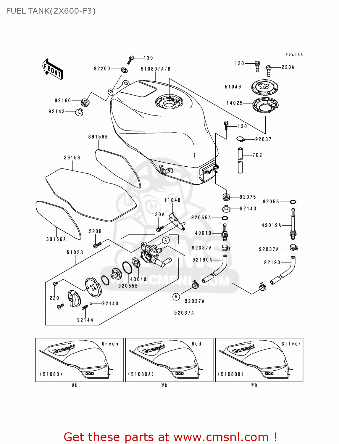 FUEL TANK(ZX600-F3) ZX600F3 NINJA ZX6R 1997 EUROPE UK FR NL AR FG GR IT NR SD SP ST