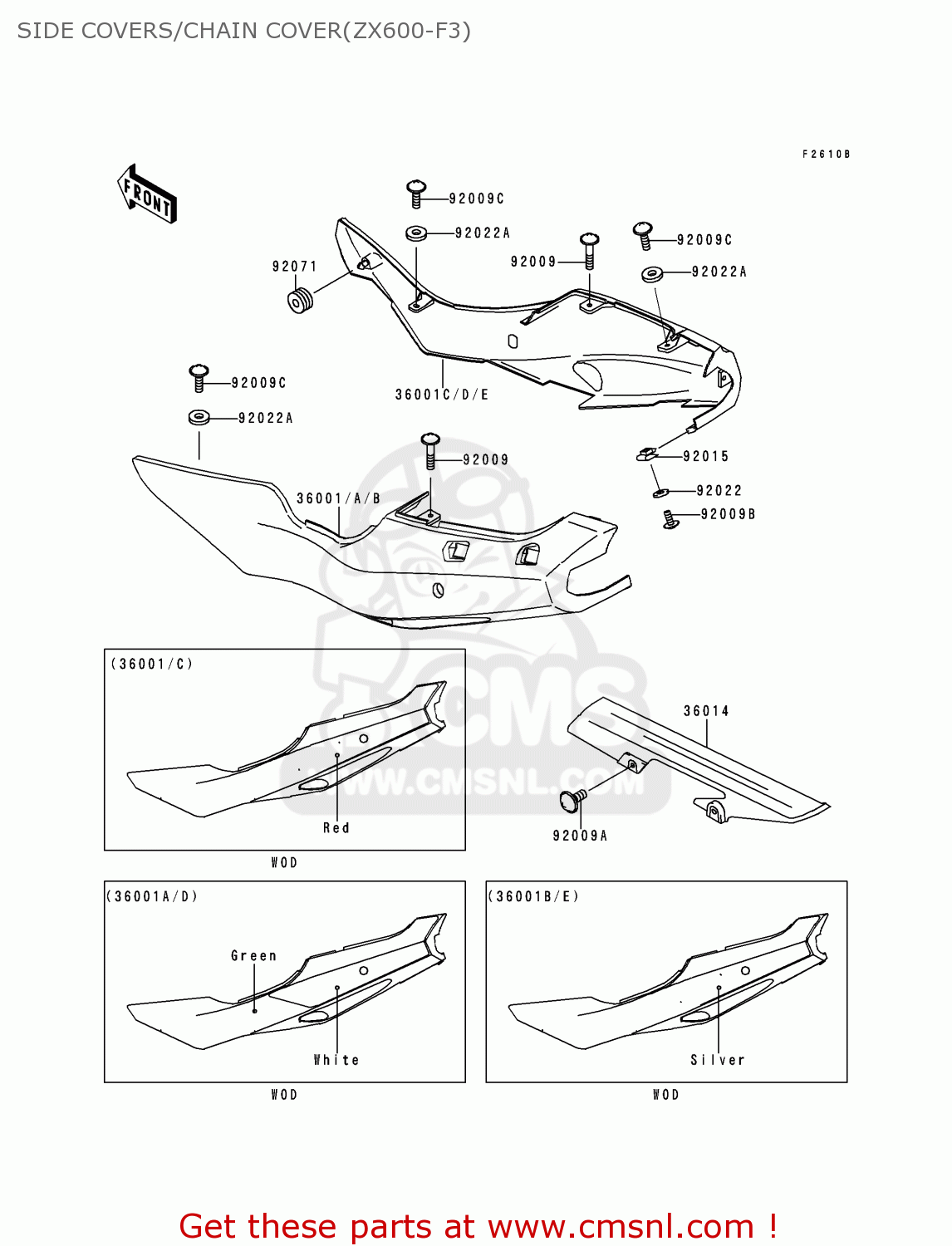 SIDE COVERS/CHAIN COVER(ZX600-F3) ZX600F3 NINJA ZX6R 1997 EUROPE UK FR NL AR FG GR IT NR SD SP ST