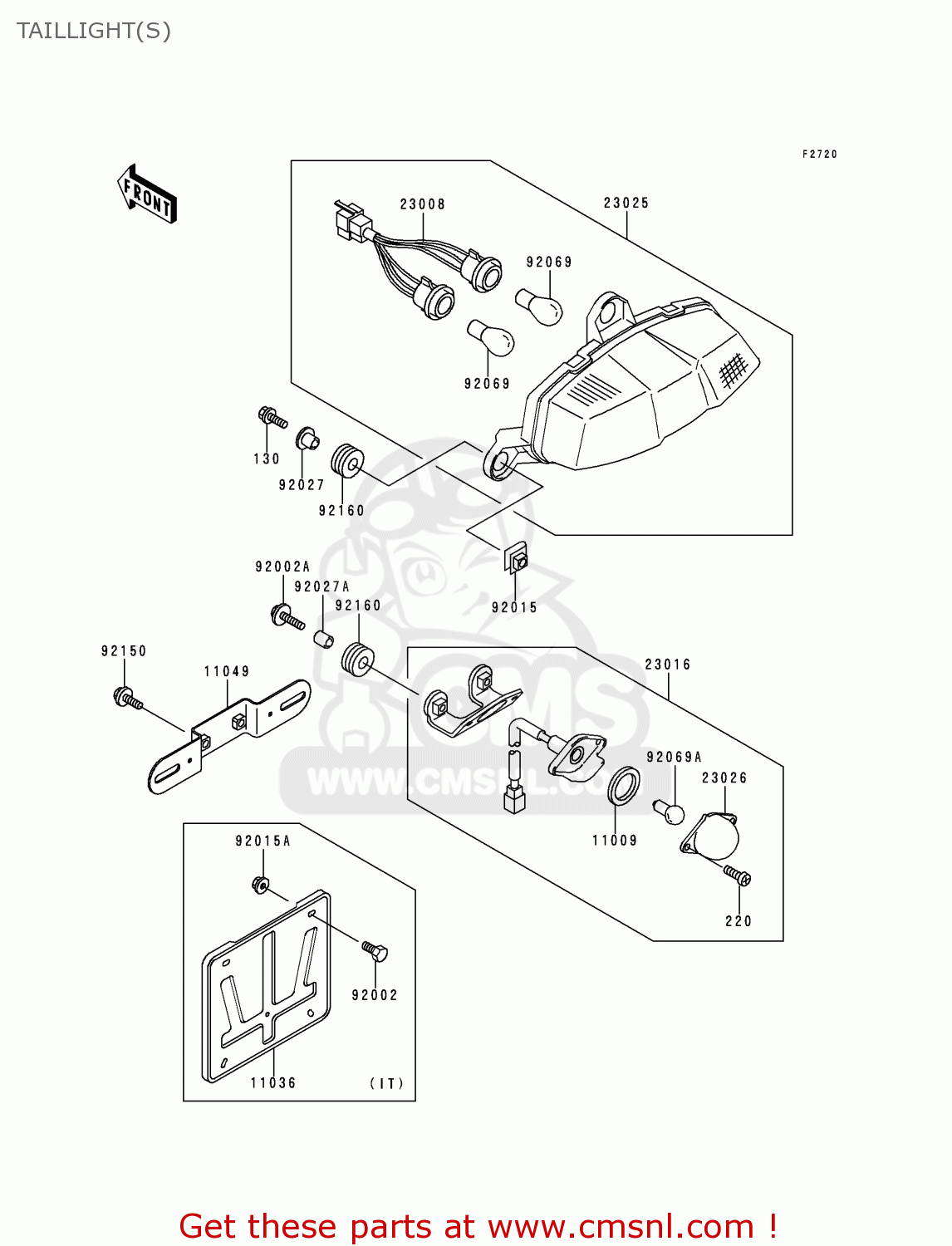 TAILLIGHT(S) ZX600F3 NINJA ZX6R 1997 EUROPE UK FR NL AR FG GR IT NR SD SP ST