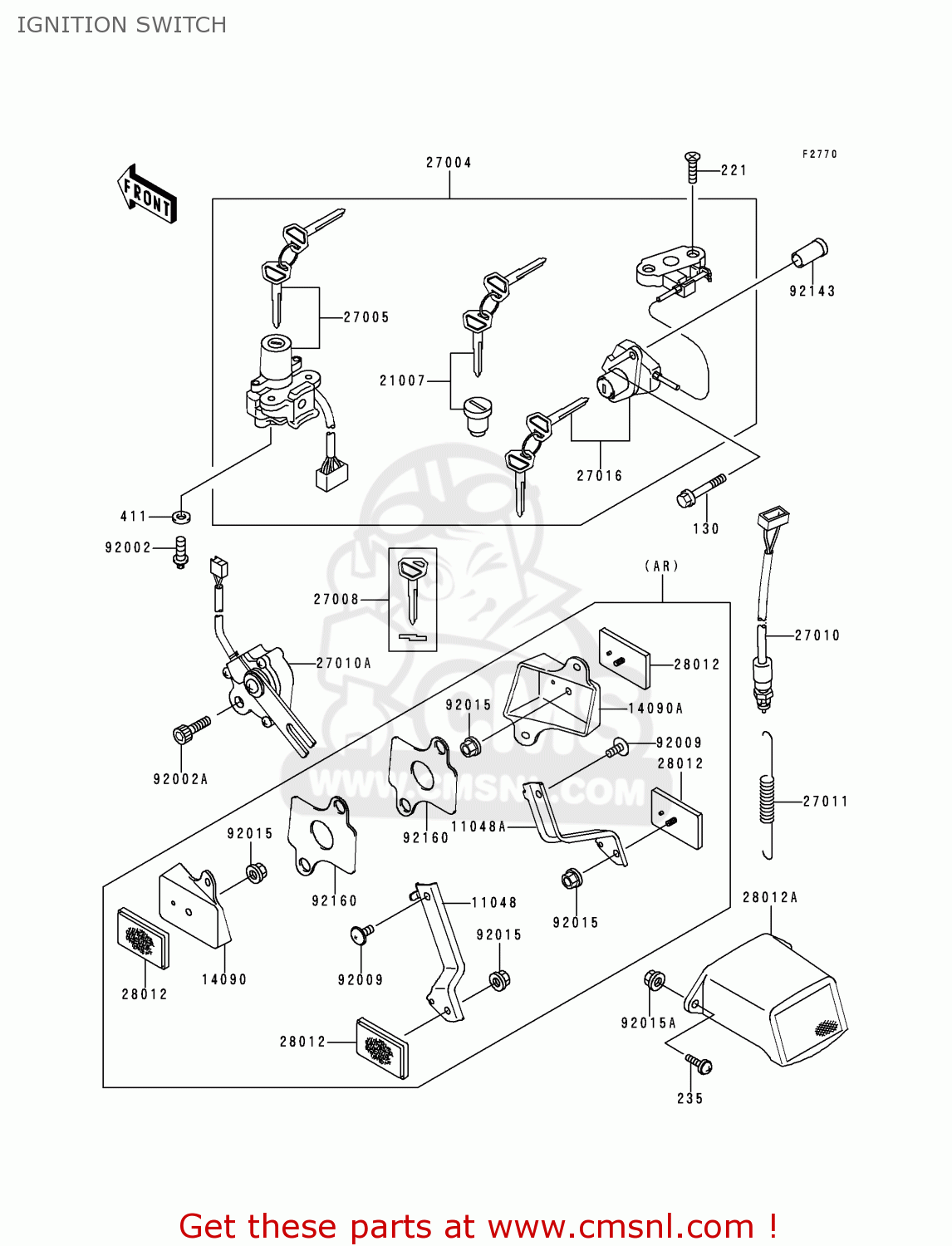 IGNITION SWITCH ZX600F3 NINJA ZX6R 1997 EUROPE UK FR NL AR FG GR IT NR SD SP ST