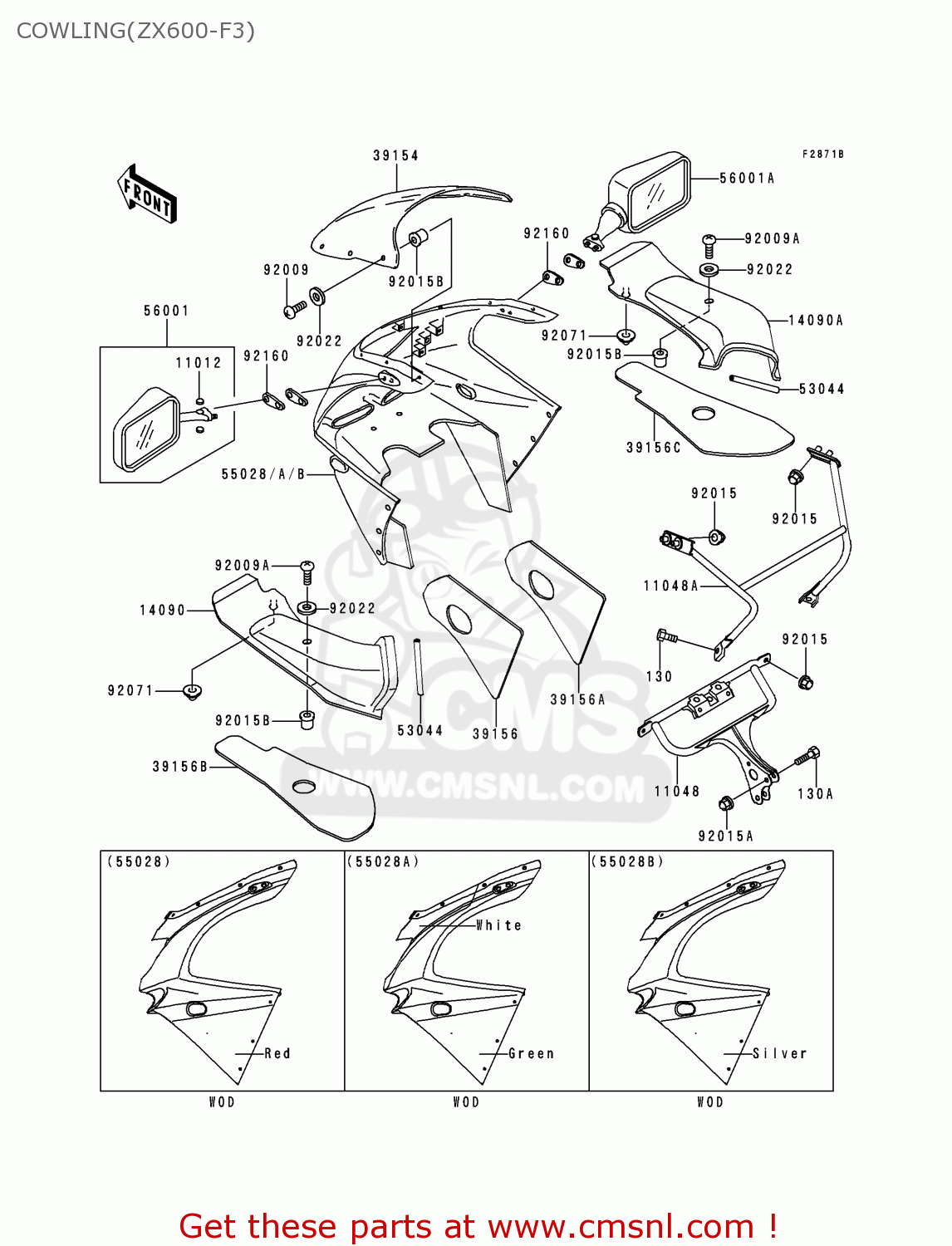 COWLING(ZX600-F3) ZX600F3 NINJA ZX6R 1997 EUROPE UK FR NL AR FG GR IT NR SD SP ST