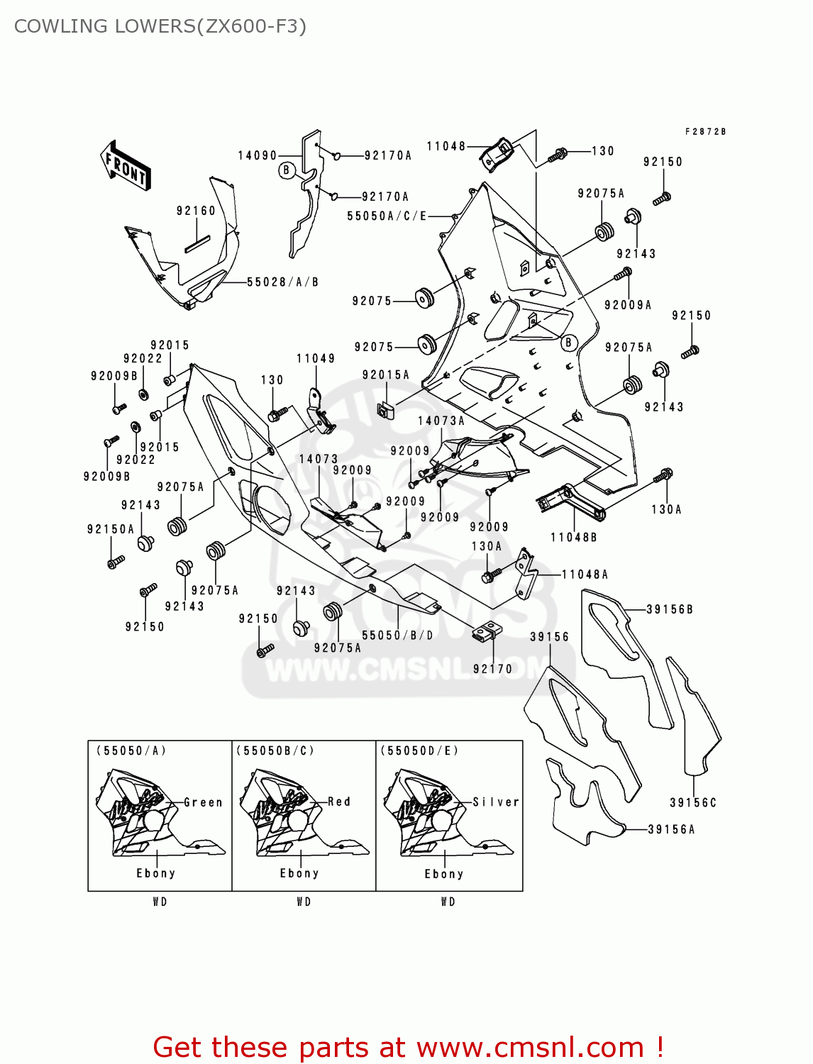 COWLING LOWERS(ZX600-F3) ZX600F3 NINJA ZX6R 1997 EUROPE UK FR NL AR FG GR IT NR SD SP ST
