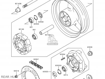 REAR HUB - ZX600F3 NINJA ZX6R 1997 EUROPE UK FR NL AR FG GR IT NR SD SP ST