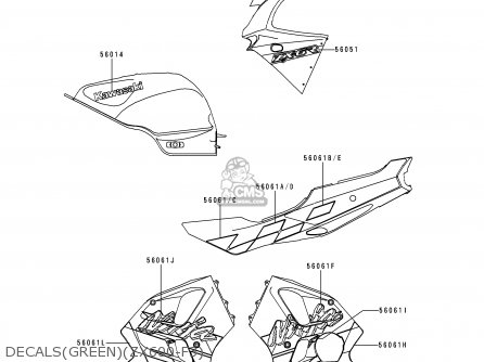 DECALS(GREEN)(ZX600-F3) - ZX600F3 NINJA ZX6R 1997 EUROPE UK FR NL AR FG GR IT NR SD SP ST