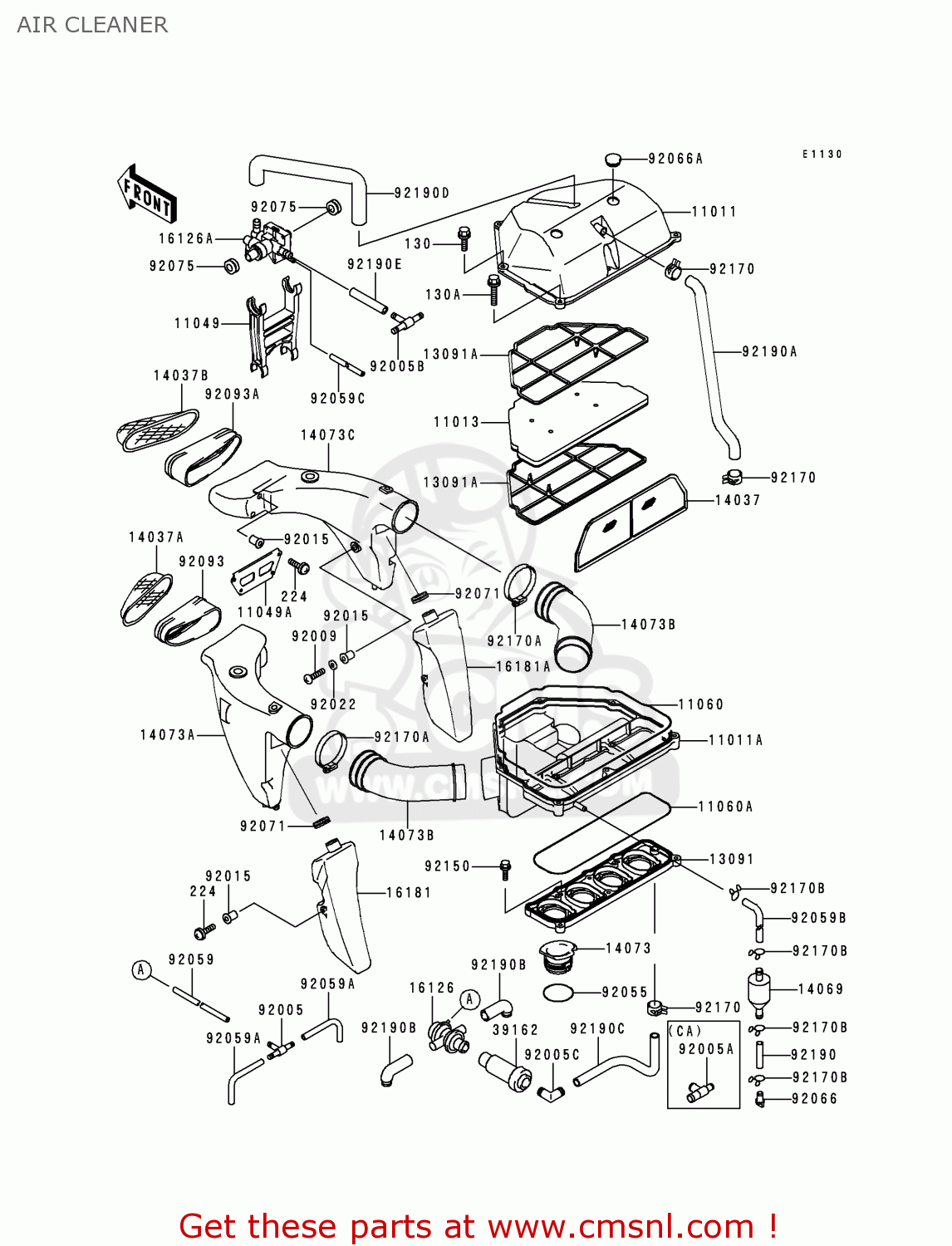 AIR CLEANER ZX600F3 NINJA ZX6R 1997 USA CALIFORNIA CANADA