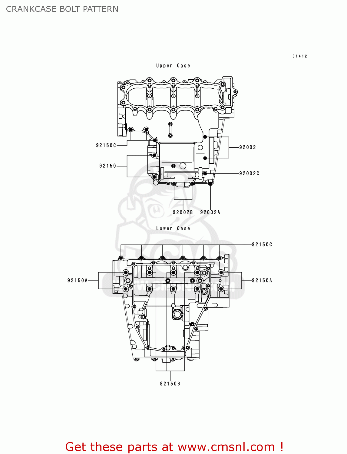 CRANKCASE BOLT PATTERN ZX600F3 NINJA ZX6R 1997 USA CALIFORNIA CANADA