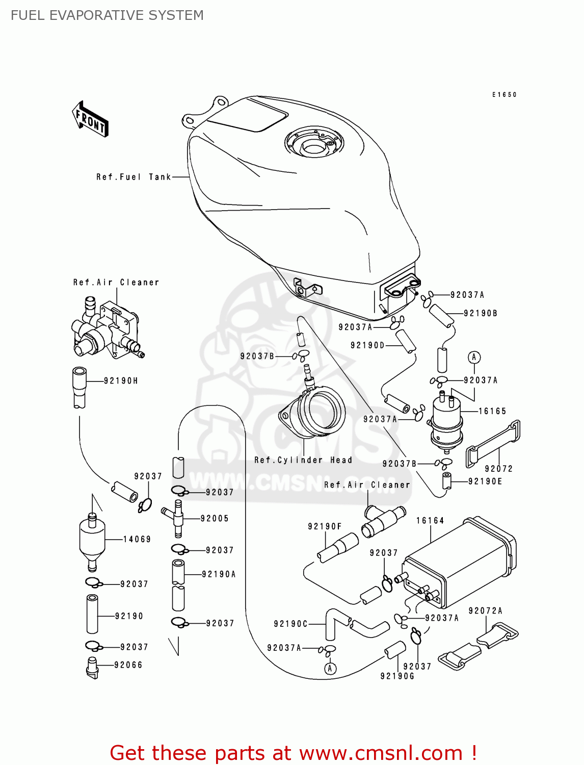 FUEL EVAPORATIVE SYSTEM ZX600F3 NINJA ZX6R 1997 USA CALIFORNIA CANADA