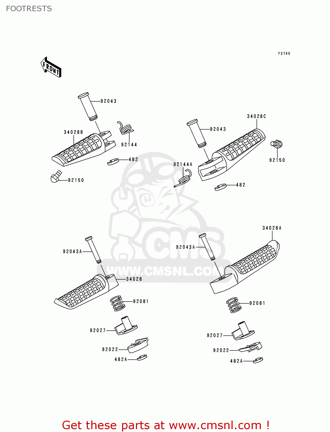 FOOTRESTS ZX600F3 NINJA ZX6R 1997 USA CALIFORNIA CANADA