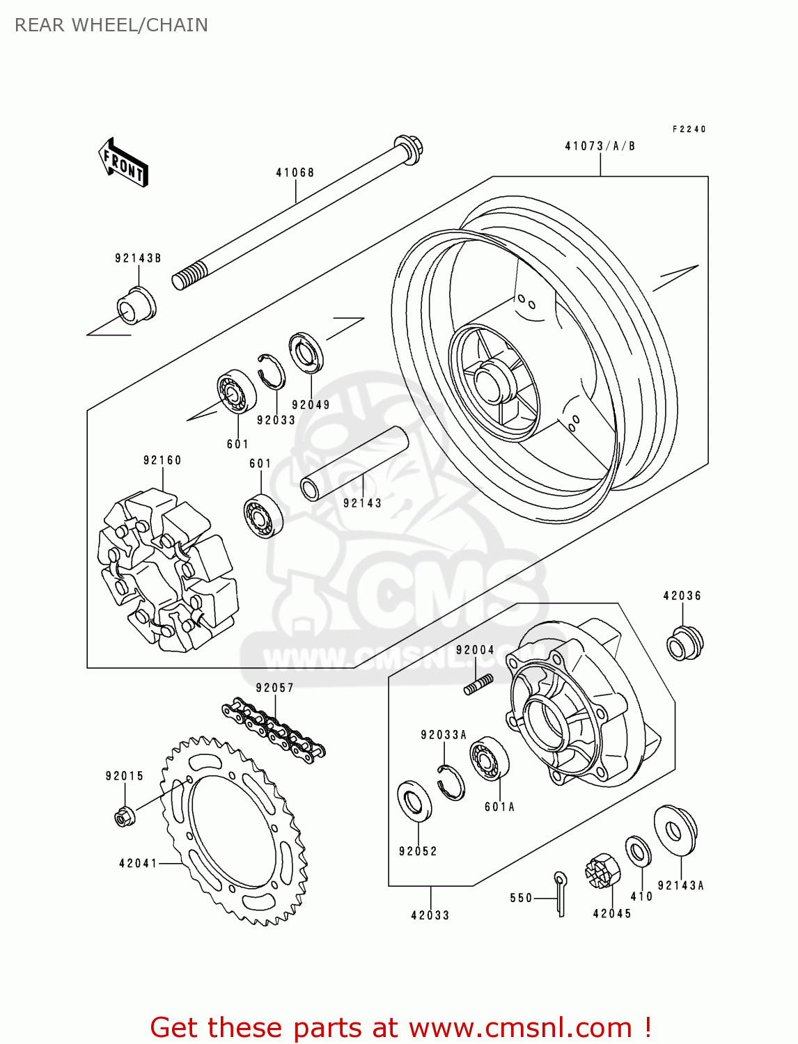 REAR WHEEL/CHAIN ZX600F3 NINJA ZX6R 1997 USA CALIFORNIA CANADA