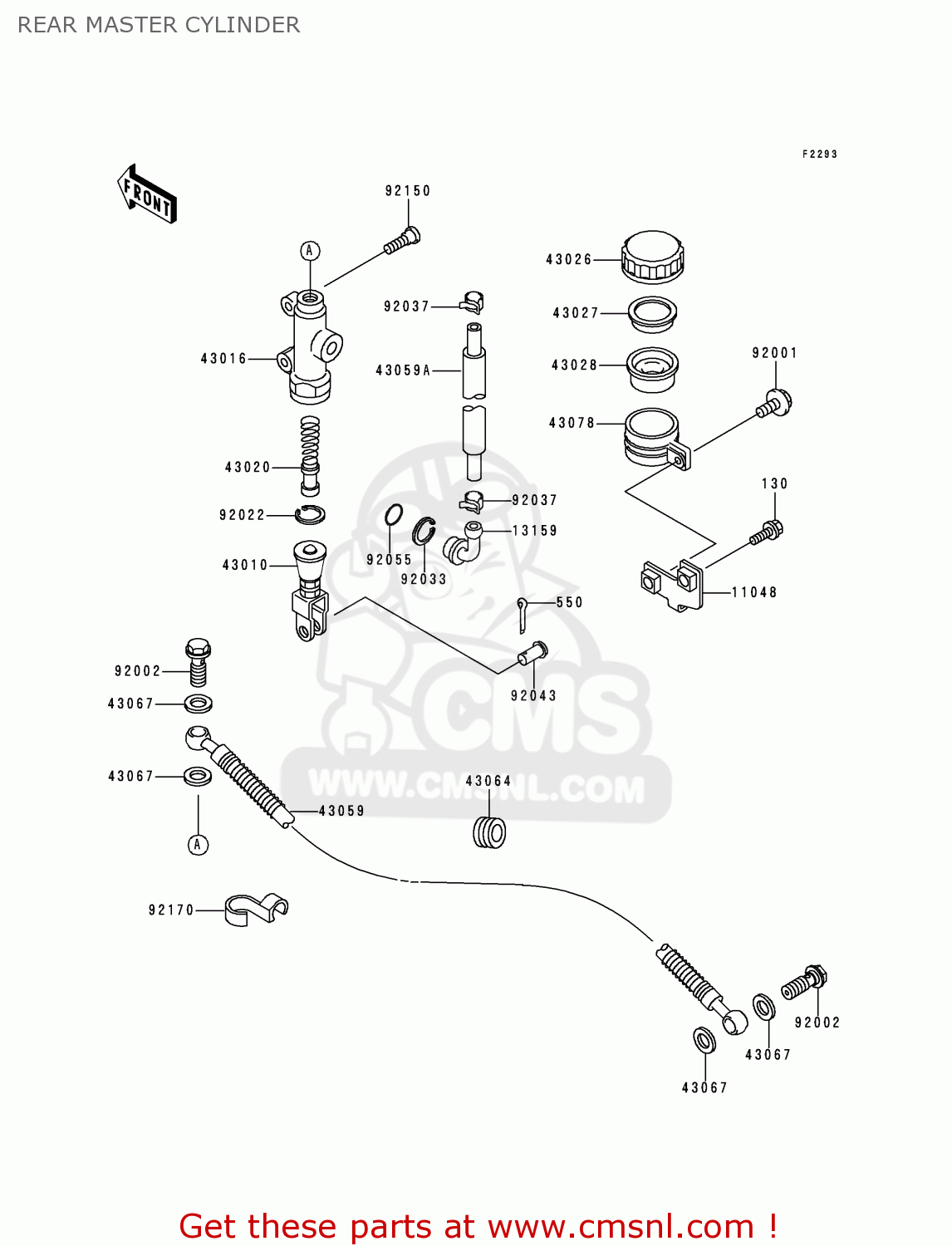 REAR MASTER CYLINDER ZX600F3 NINJA ZX6R 1997 USA CALIFORNIA CANADA