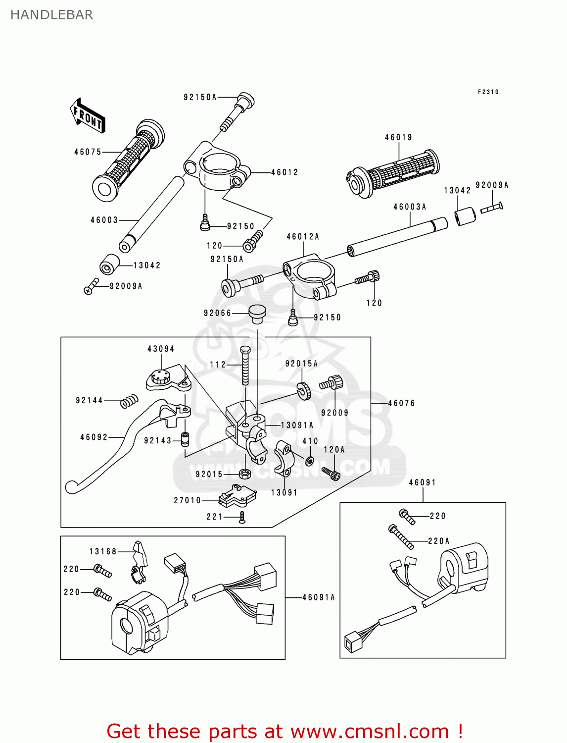 HANDLEBAR ZX600F3 NINJA ZX6R 1997 USA CALIFORNIA CANADA