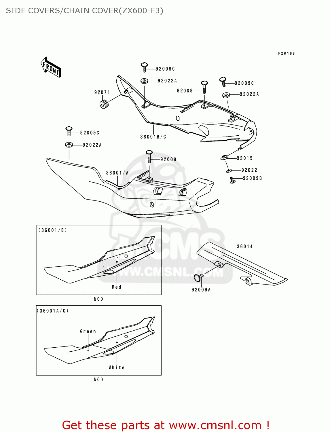 SIDE COVERS/CHAIN COVER(ZX600-F3) ZX600F3 NINJA ZX6R 1997 USA CALIFORNIA CANADA