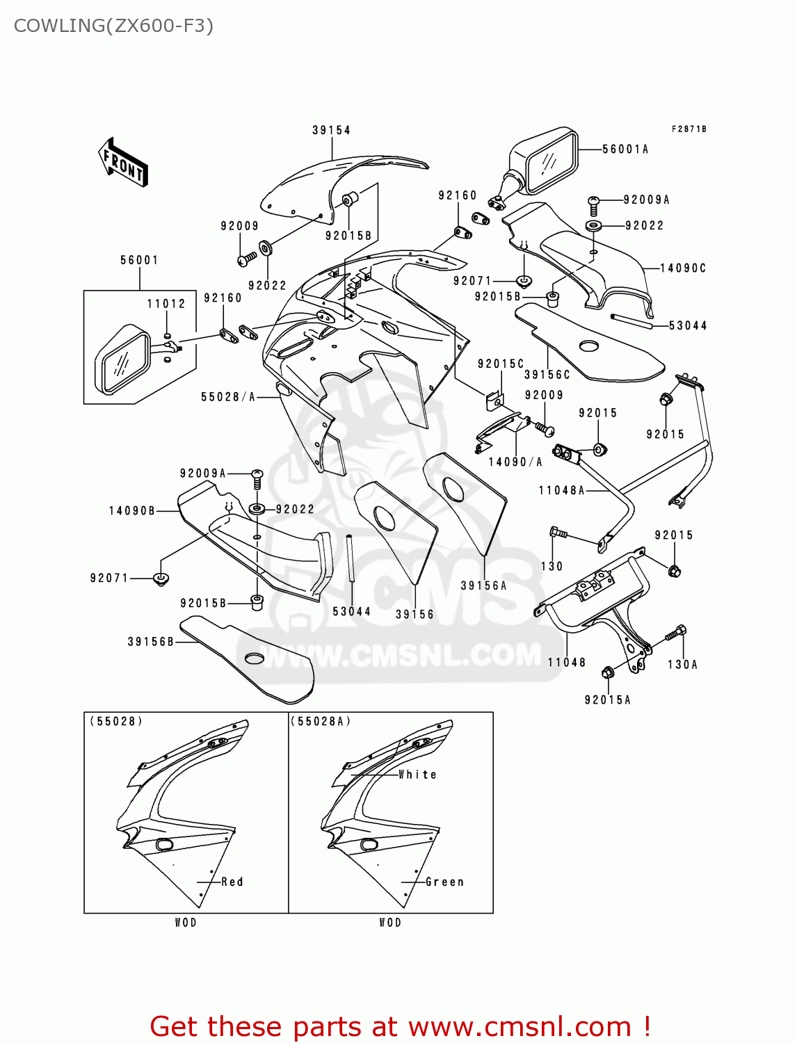 COWLING(ZX600-F3) ZX600F3 NINJA ZX6R 1997 USA CALIFORNIA CANADA