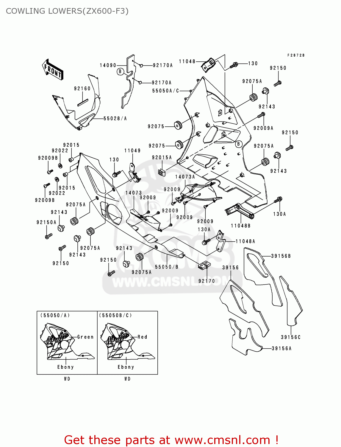 COWLING LOWERS(ZX600-F3) ZX600F3 NINJA ZX6R 1997 USA CALIFORNIA CANADA