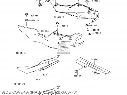SIDE COVERS/CHAIN COVER(ZX600-F3) - ZX600F3 NINJA ZX6R 1997 USA CALIFORNIA CANADA