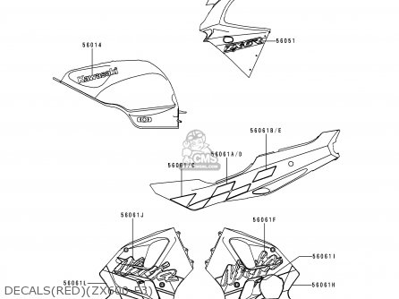DECALS(RED)(ZX600-F3) - ZX600F3 NINJA ZX6R 1997 USA CALIFORNIA CANADA
