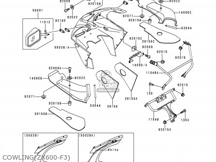 COWLING(ZX600-F3) - ZX600F3 NINJA ZX6R 1997 USA CALIFORNIA CANADA