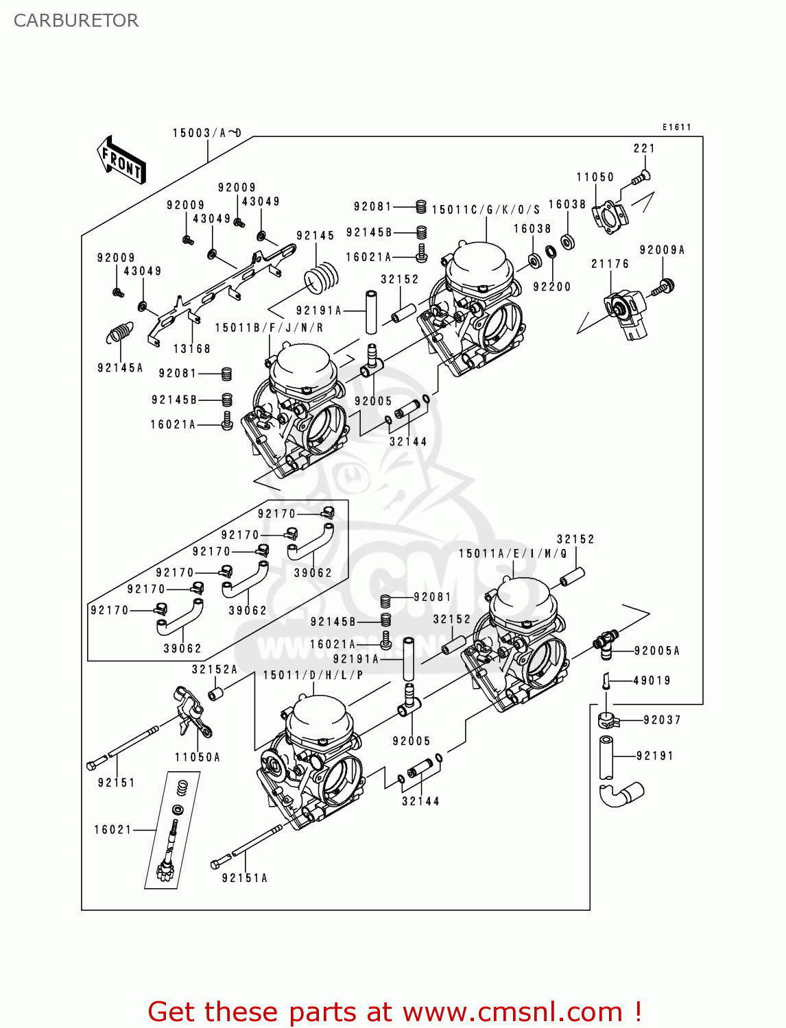 CARBURETOR ZX600G1 NINJA ZX6R 1998 EUROPE UK FR NL AR FG GR IT NR SD SP