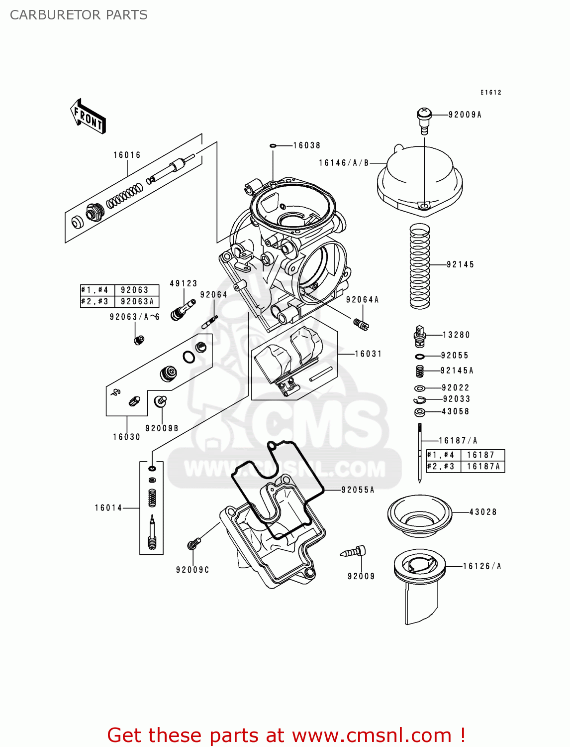 CARBURETOR PARTS ZX600G1 NINJA ZX6R 1998 EUROPE UK FR NL AR FG GR IT NR SD SP