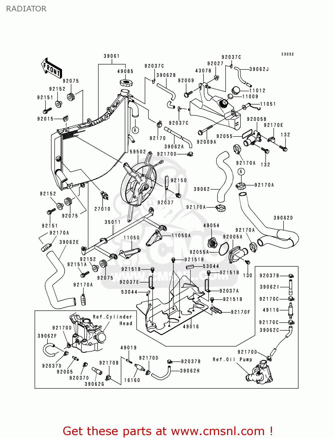 RADIATOR ZX600G1 NINJA ZX6R 1998 EUROPE UK FR NL AR FG GR IT NR SD SP