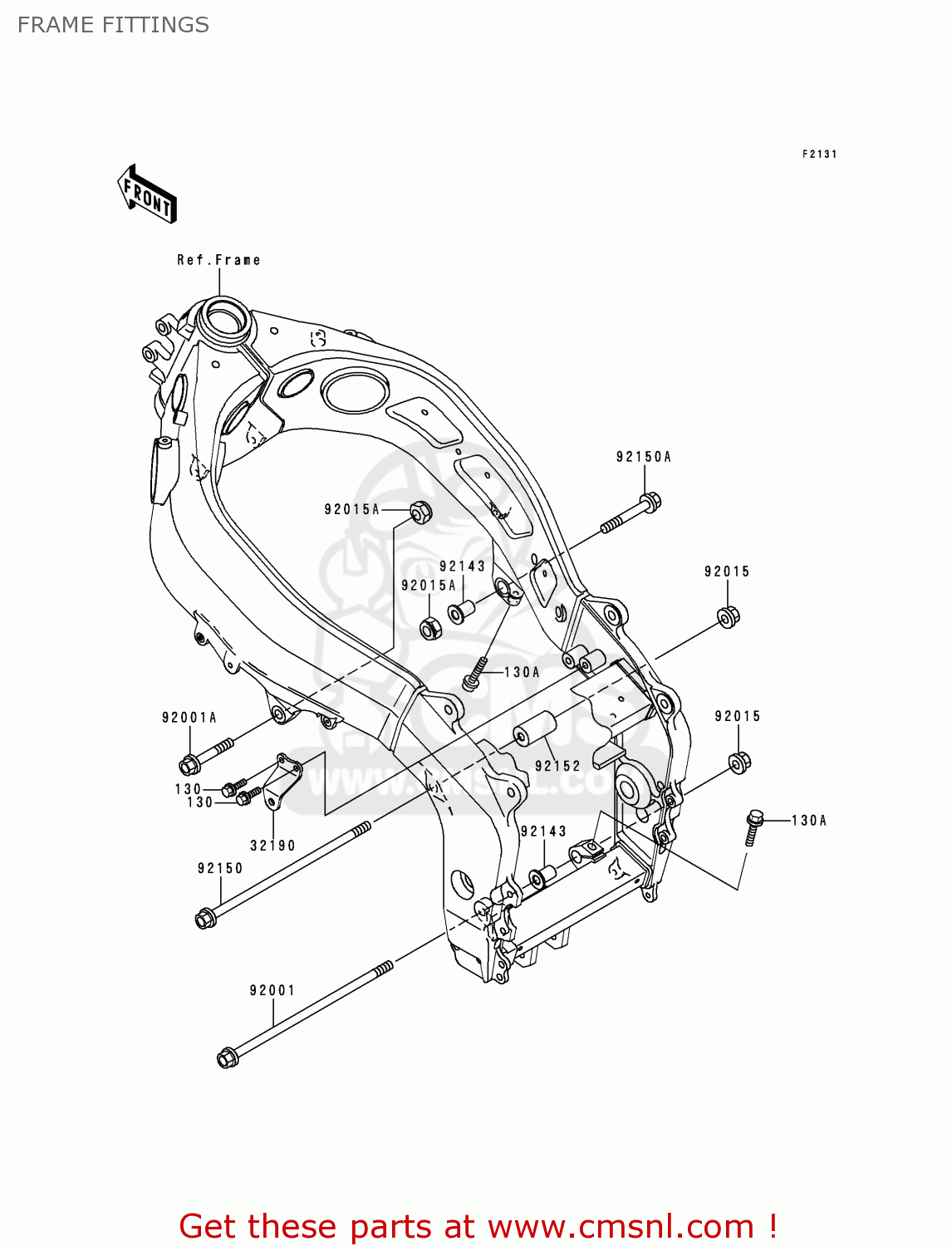 FRAME FITTINGS ZX600G1 NINJA ZX6R 1998 EUROPE UK FR NL AR FG GR IT NR SD SP
