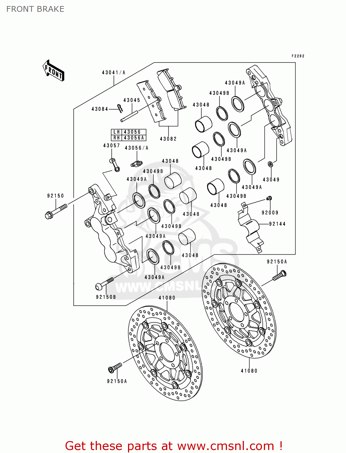 FRONT BRAKE ZX600G1 NINJA ZX6R 1998 EUROPE UK FR NL AR FG GR IT NR SD SP