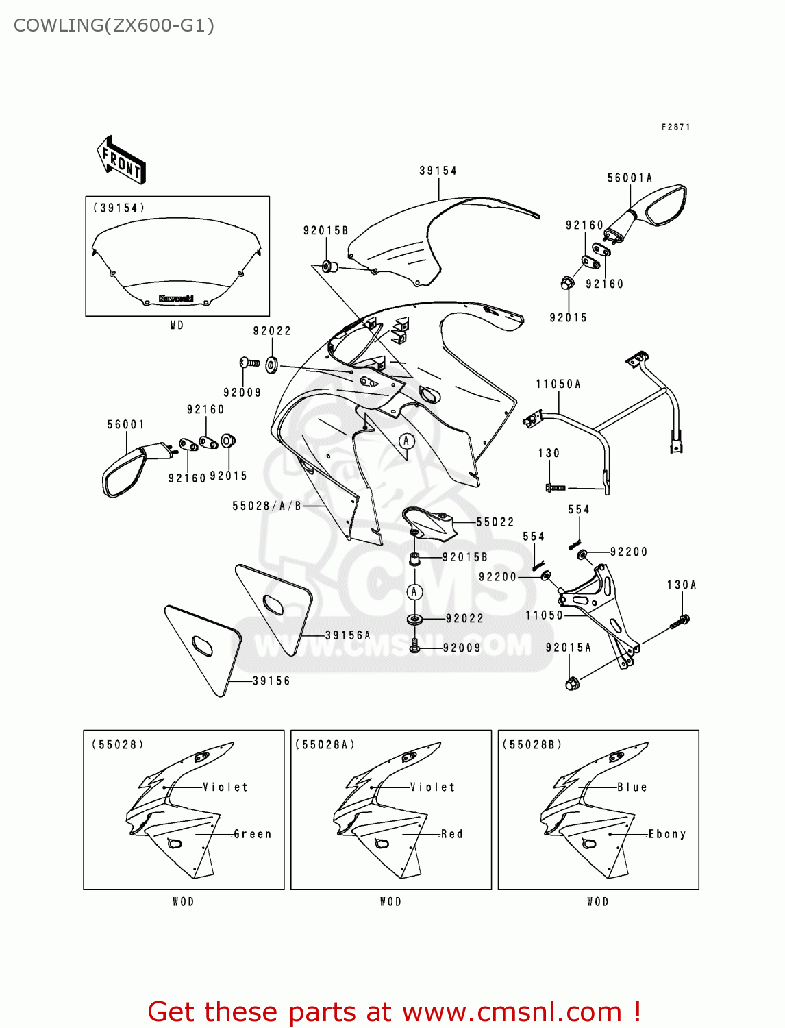 COWLING(ZX600-G1) ZX600G1 NINJA ZX6R 1998 EUROPE UK FR NL AR FG GR IT NR SD SP